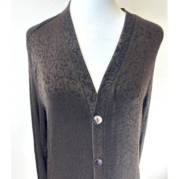 Vtg-Inspired Private Edition By Chico's Brown Button-Up Cardigan Dark Academia - Picture 2 of 10